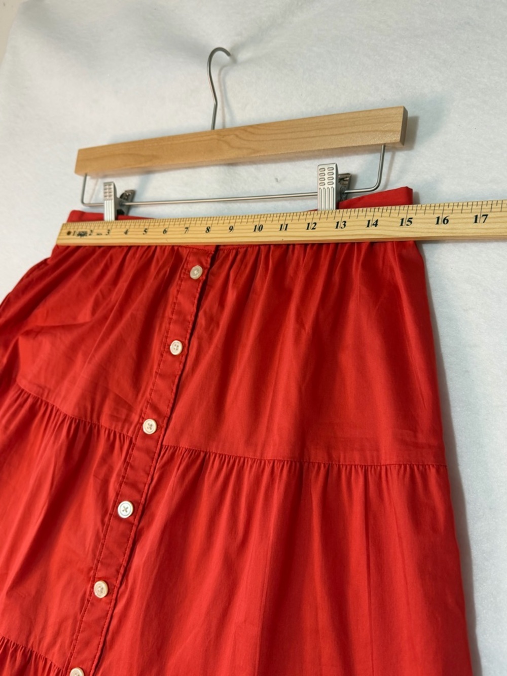 LOFT Outlet NWT Blood Orange Tiered Button Front Midi Skirt Size S - Picture 8 of 9